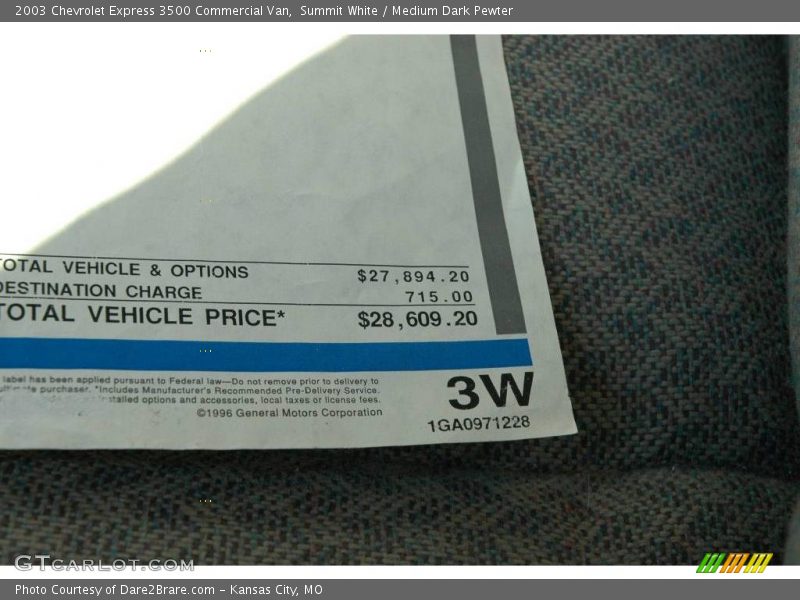 Summit White / Medium Dark Pewter 2003 Chevrolet Express 3500 Commercial Van
