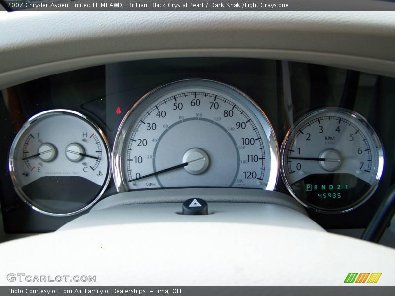 Brilliant Black Crystal Pearl / Dark Khaki/Light Graystone 2007 Chrysler Aspen Limited HEMI 4WD