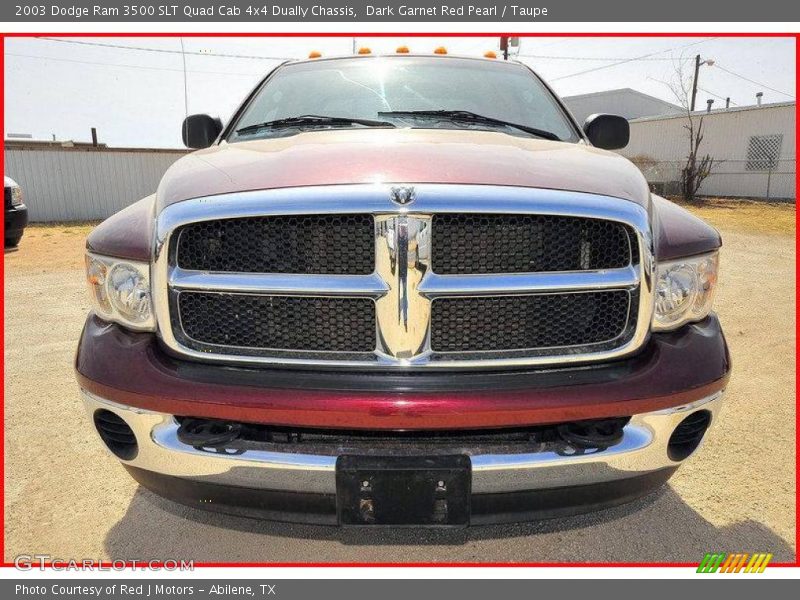 Dark Garnet Red Pearl / Taupe 2003 Dodge Ram 3500 SLT Quad Cab 4x4 Dually Chassis