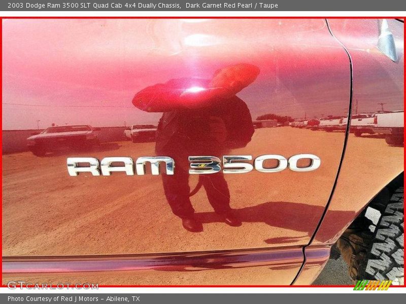 Dark Garnet Red Pearl / Taupe 2003 Dodge Ram 3500 SLT Quad Cab 4x4 Dually Chassis
