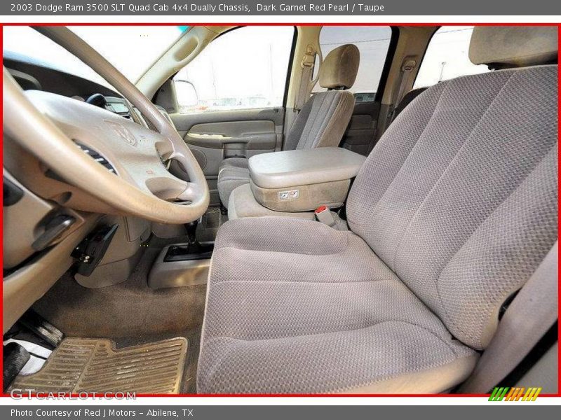 Dark Garnet Red Pearl / Taupe 2003 Dodge Ram 3500 SLT Quad Cab 4x4 Dually Chassis
