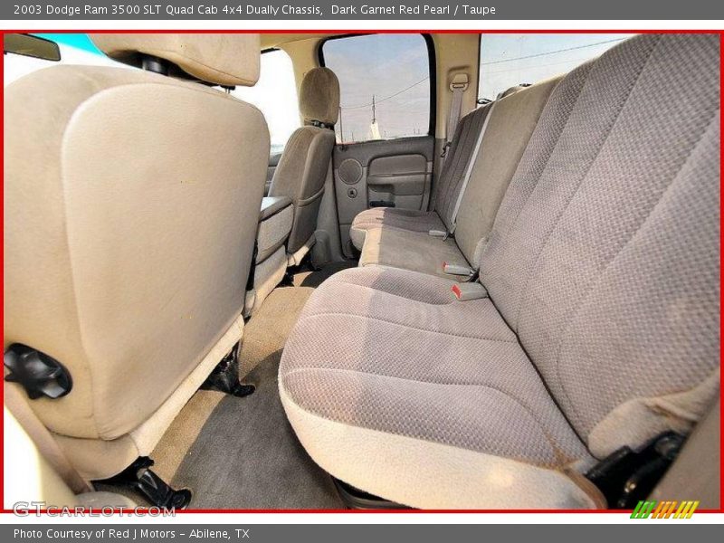 Dark Garnet Red Pearl / Taupe 2003 Dodge Ram 3500 SLT Quad Cab 4x4 Dually Chassis