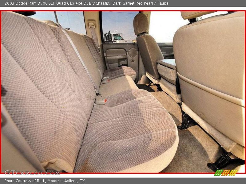 Dark Garnet Red Pearl / Taupe 2003 Dodge Ram 3500 SLT Quad Cab 4x4 Dually Chassis