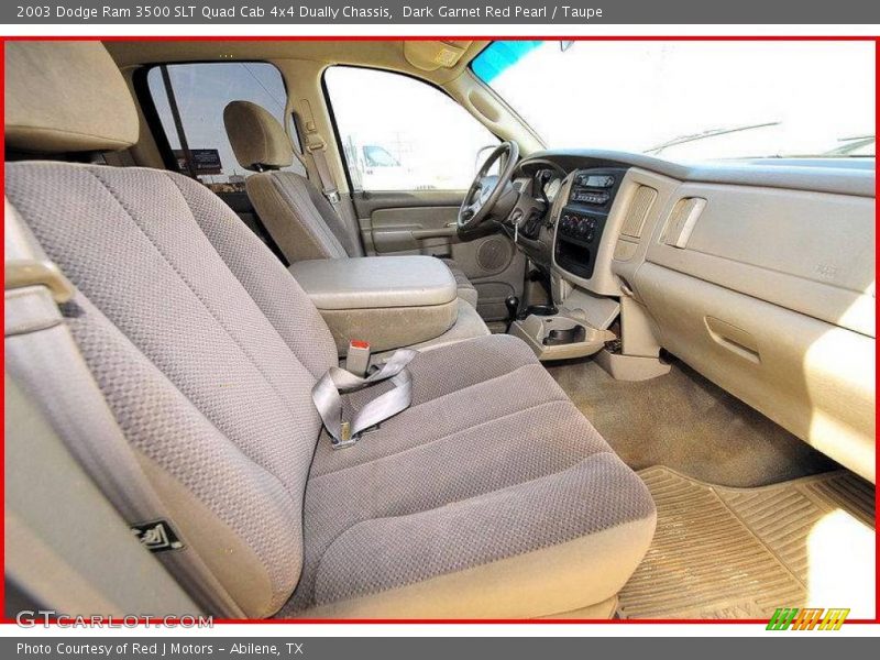Dark Garnet Red Pearl / Taupe 2003 Dodge Ram 3500 SLT Quad Cab 4x4 Dually Chassis