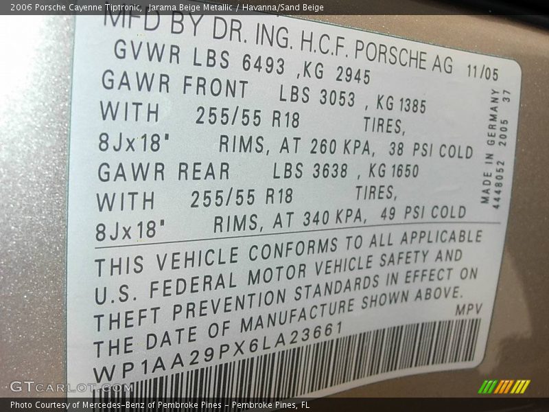 Jarama Beige Metallic / Havanna/Sand Beige 2006 Porsche Cayenne Tiptronic