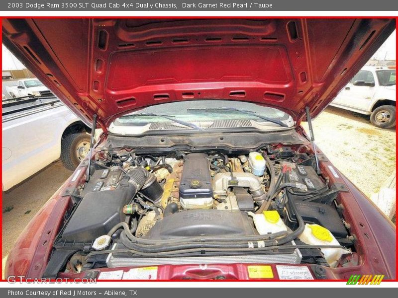 Dark Garnet Red Pearl / Taupe 2003 Dodge Ram 3500 SLT Quad Cab 4x4 Dually Chassis