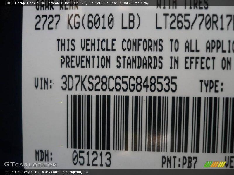 Patriot Blue Pearl / Dark Slate Gray 2005 Dodge Ram 2500 Laramie Quad Cab 4x4