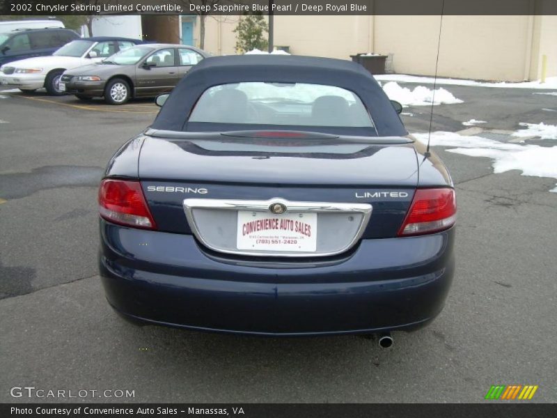 Deep Sapphire Blue Pearl / Deep Royal Blue 2002 Chrysler Sebring Limited Convertible
