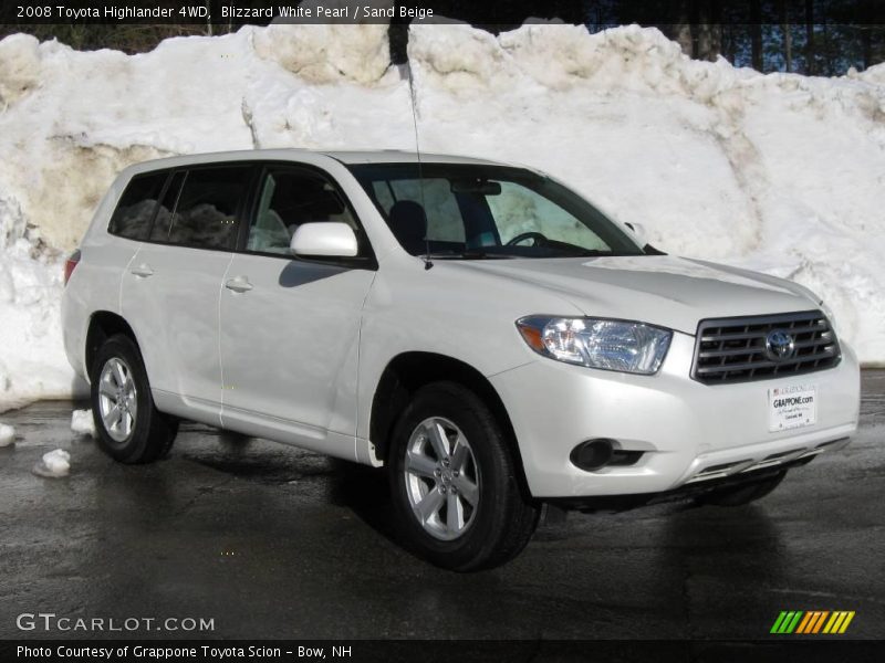 Blizzard White Pearl / Sand Beige 2008 Toyota Highlander 4WD