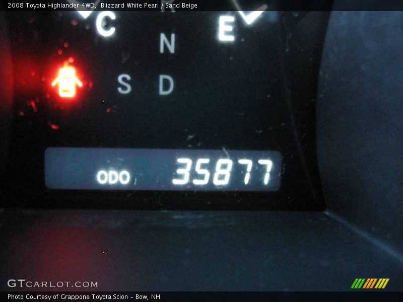 Blizzard White Pearl / Sand Beige 2008 Toyota Highlander 4WD