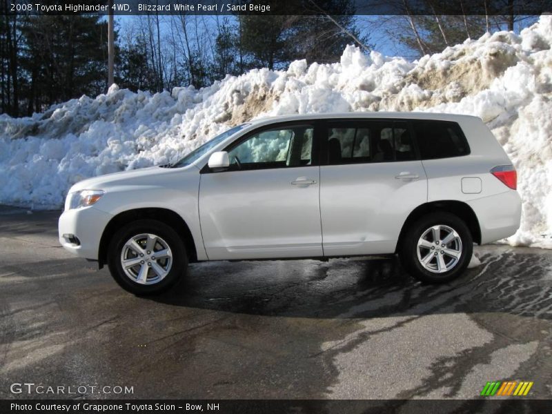 Blizzard White Pearl / Sand Beige 2008 Toyota Highlander 4WD