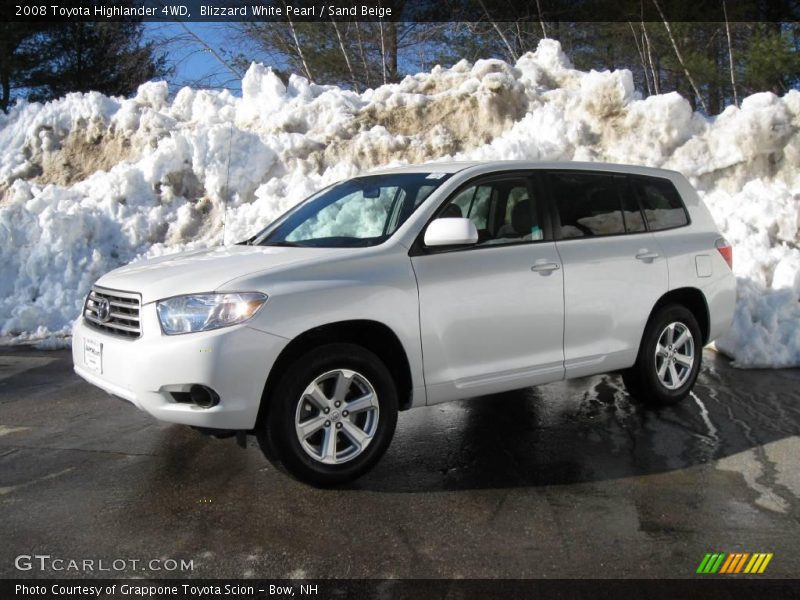 Blizzard White Pearl / Sand Beige 2008 Toyota Highlander 4WD