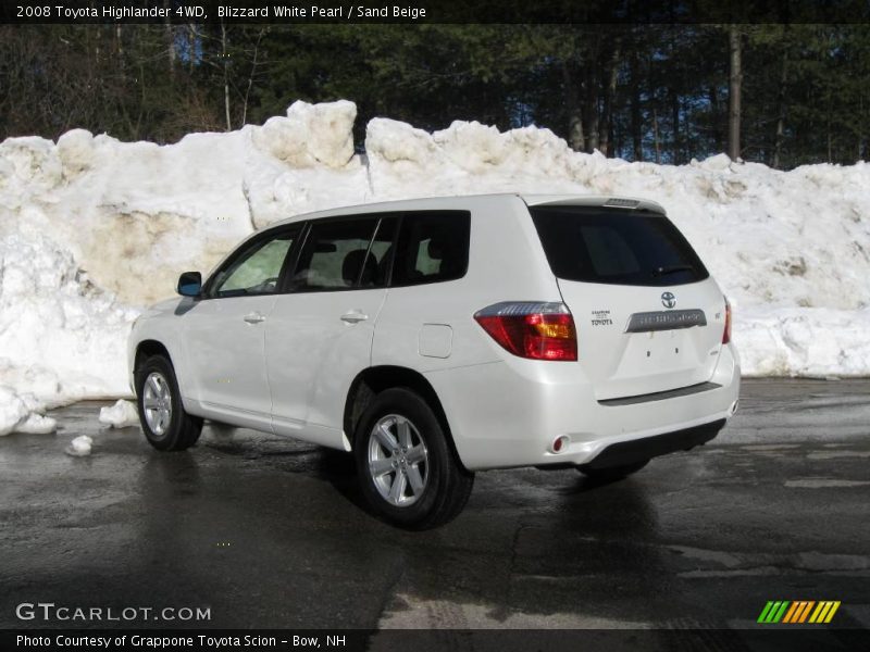 Blizzard White Pearl / Sand Beige 2008 Toyota Highlander 4WD