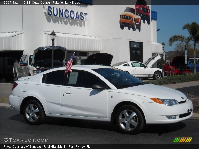 Polar White / Black 2007 Saturn ION 3 Quad Coupe