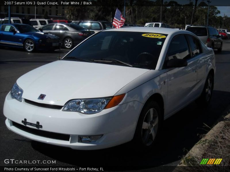Polar White / Black 2007 Saturn ION 3 Quad Coupe