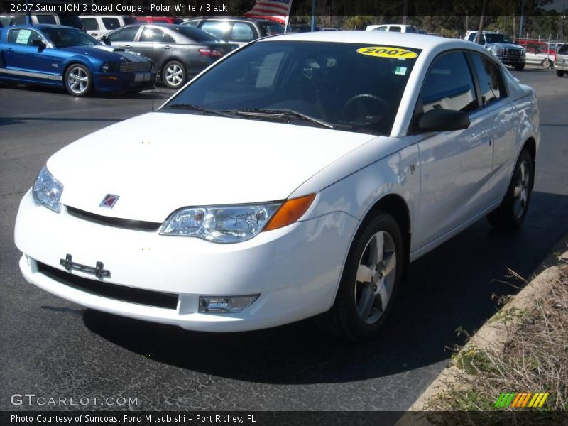 Polar White / Black 2007 Saturn ION 3 Quad Coupe
