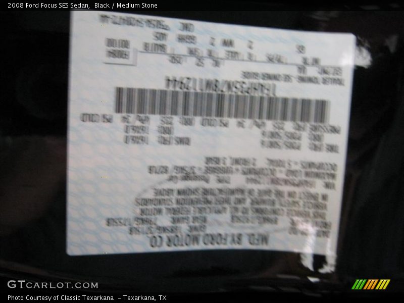 Black / Medium Stone 2008 Ford Focus SES Sedan
