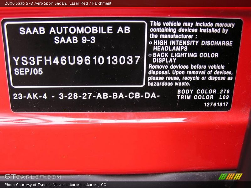 Laser Red / Parchment 2006 Saab 9-3 Aero Sport Sedan