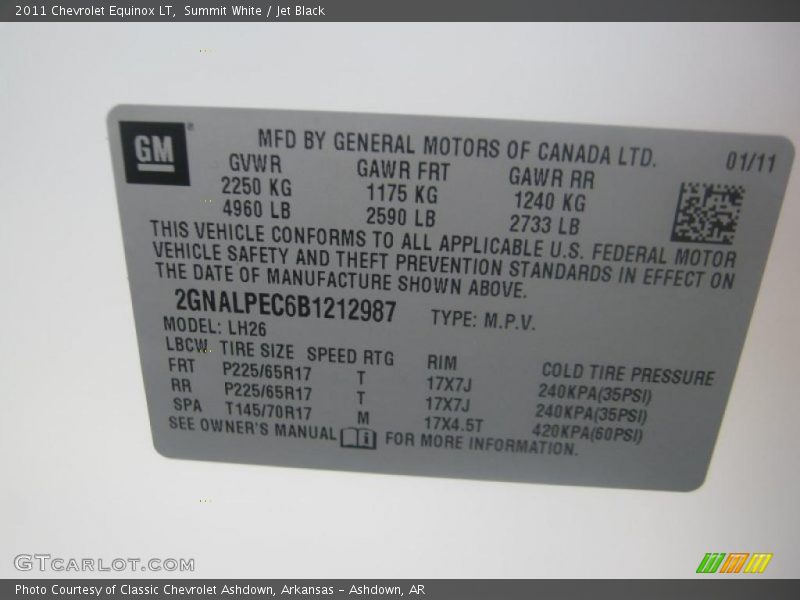 Summit White / Jet Black 2011 Chevrolet Equinox LT