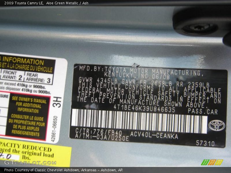 Aloe Green Metallic / Ash 2009 Toyota Camry LE
