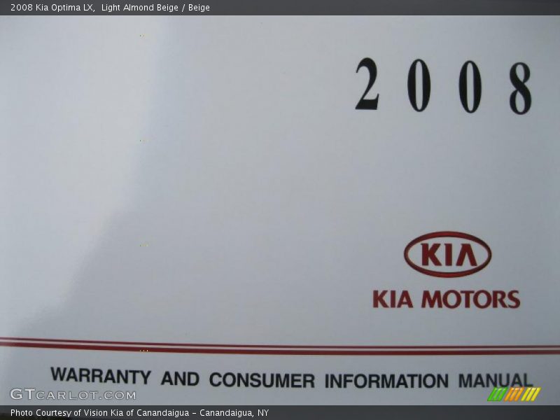 Light Almond Beige / Beige 2008 Kia Optima LX