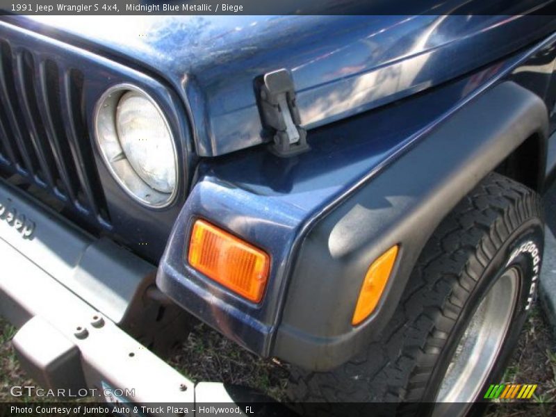 Midnight Blue Metallic / Biege 1991 Jeep Wrangler S 4x4