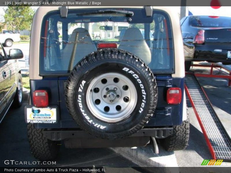 Midnight Blue Metallic / Biege 1991 Jeep Wrangler S 4x4