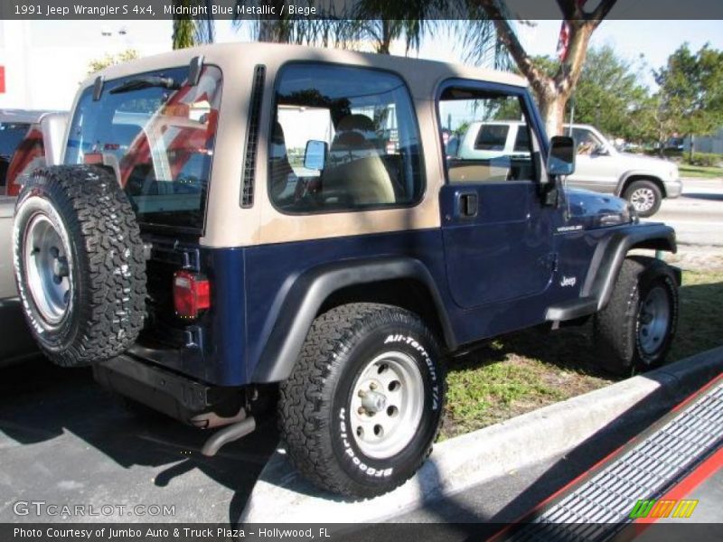 Midnight Blue Metallic / Biege 1991 Jeep Wrangler S 4x4