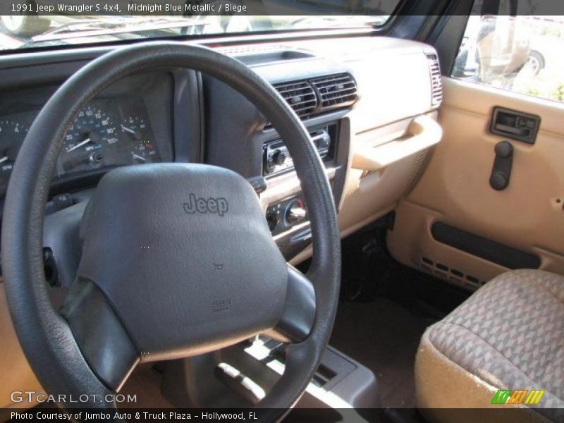Midnight Blue Metallic / Biege 1991 Jeep Wrangler S 4x4