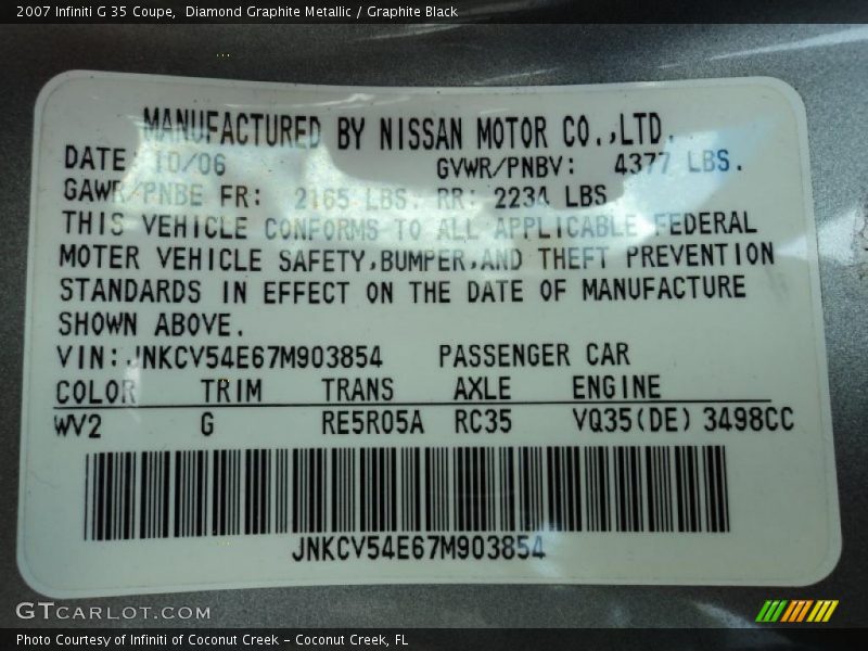 Diamond Graphite Metallic / Graphite Black 2007 Infiniti G 35 Coupe