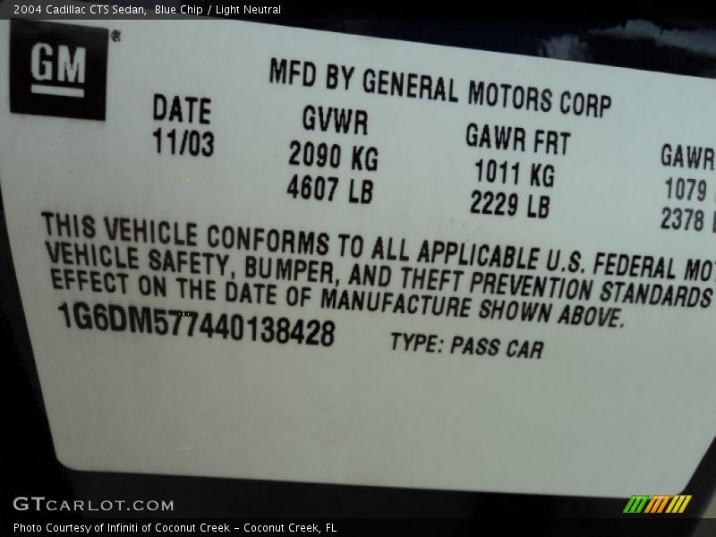 Blue Chip / Light Neutral 2004 Cadillac CTS Sedan