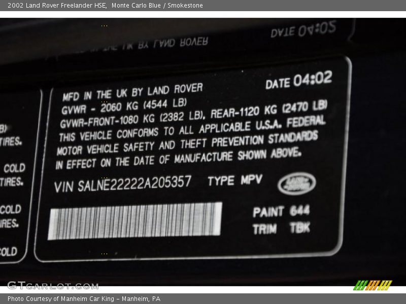 Monte Carlo Blue / Smokestone 2002 Land Rover Freelander HSE