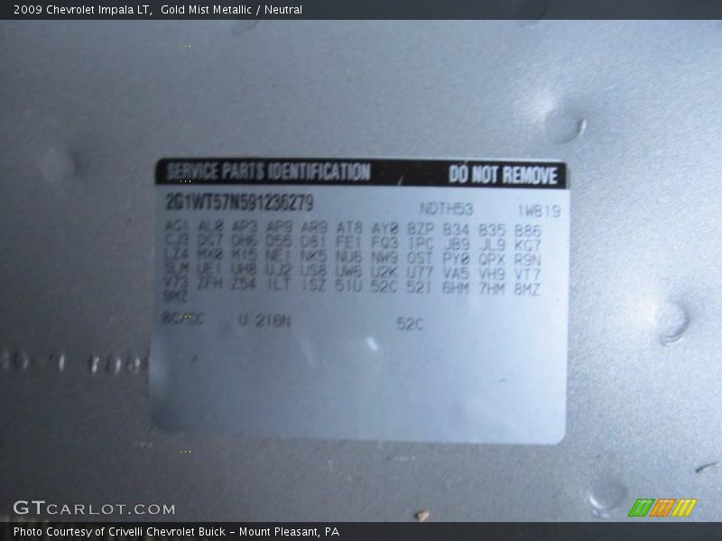 Gold Mist Metallic / Neutral 2009 Chevrolet Impala LT