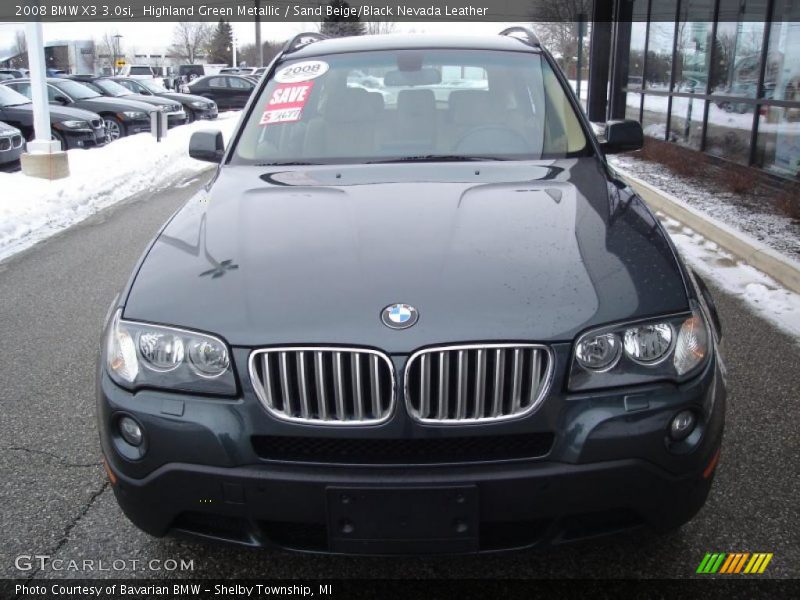 Highland Green Metallic / Sand Beige/Black Nevada Leather 2008 BMW X3 3.0si