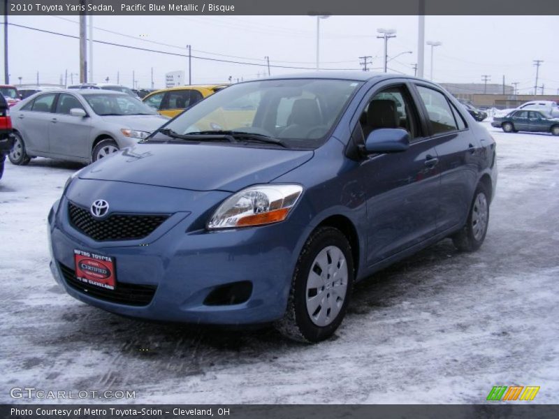 Pacific Blue Metallic / Bisque 2010 Toyota Yaris Sedan