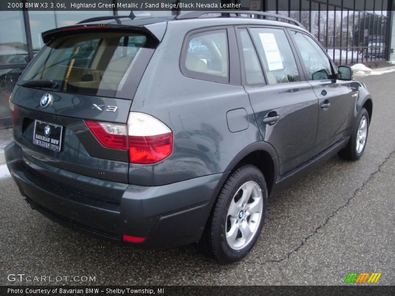 Highland Green Metallic / Sand Beige/Black Nevada Leather 2008 BMW X3 3.0si