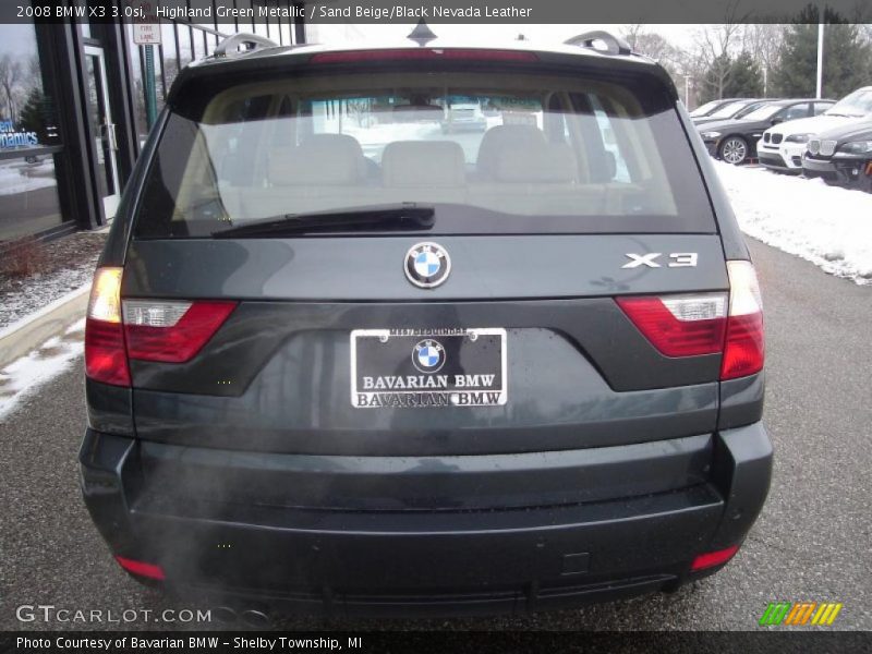 Highland Green Metallic / Sand Beige/Black Nevada Leather 2008 BMW X3 3.0si