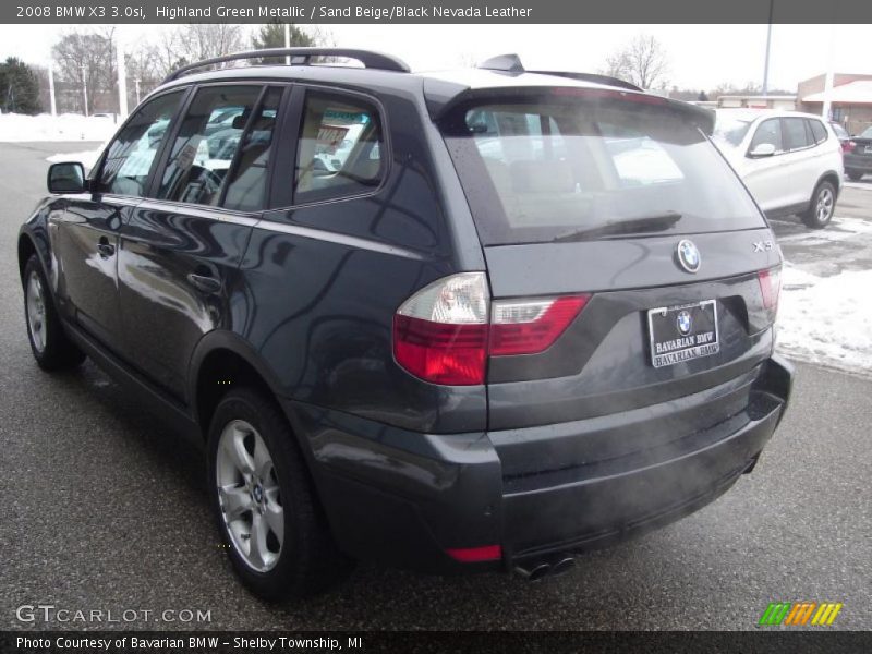 Highland Green Metallic / Sand Beige/Black Nevada Leather 2008 BMW X3 3.0si