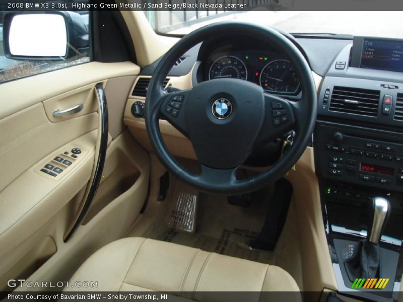 Highland Green Metallic / Sand Beige/Black Nevada Leather 2008 BMW X3 3.0si