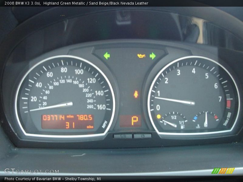 Highland Green Metallic / Sand Beige/Black Nevada Leather 2008 BMW X3 3.0si