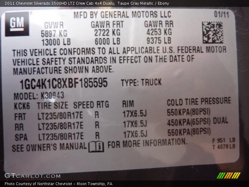 Taupe Gray Metallic / Ebony 2011 Chevrolet Silverado 3500HD LTZ Crew Cab 4x4 Dually