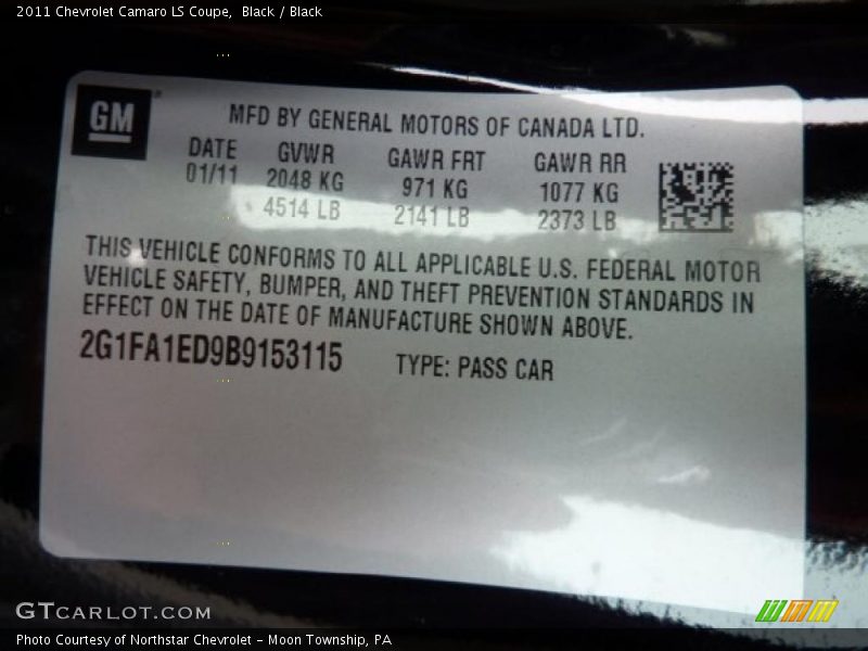 Black / Black 2011 Chevrolet Camaro LS Coupe