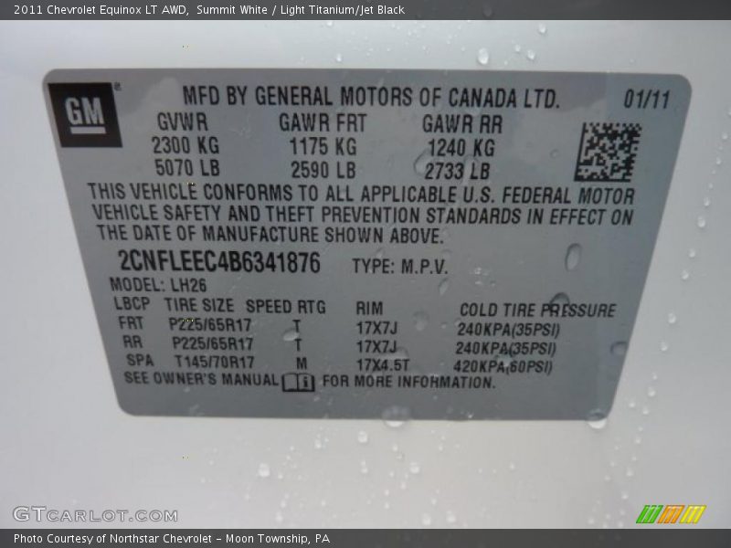 Summit White / Light Titanium/Jet Black 2011 Chevrolet Equinox LT AWD