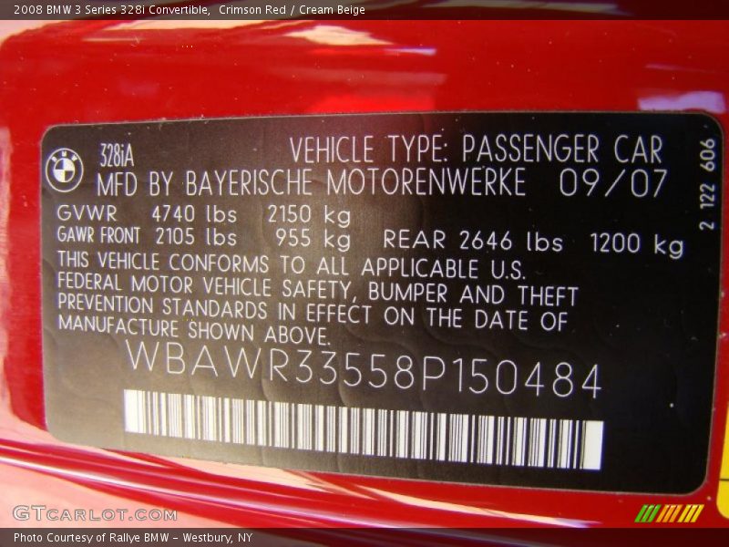 Crimson Red / Cream Beige 2008 BMW 3 Series 328i Convertible