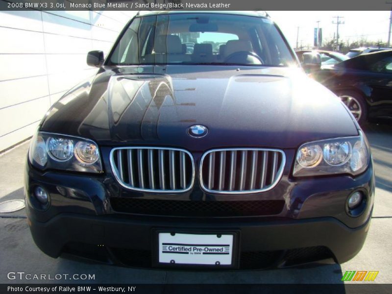 Monaco Blue Metallic / Sand Beige/Black Nevada Leather 2008 BMW X3 3.0si