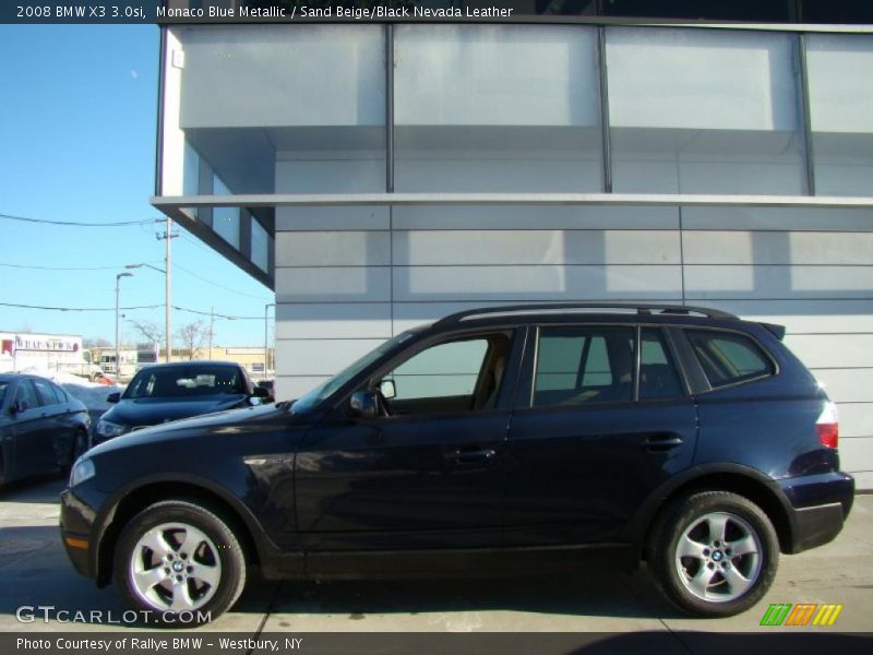 Monaco Blue Metallic / Sand Beige/Black Nevada Leather 2008 BMW X3 3.0si