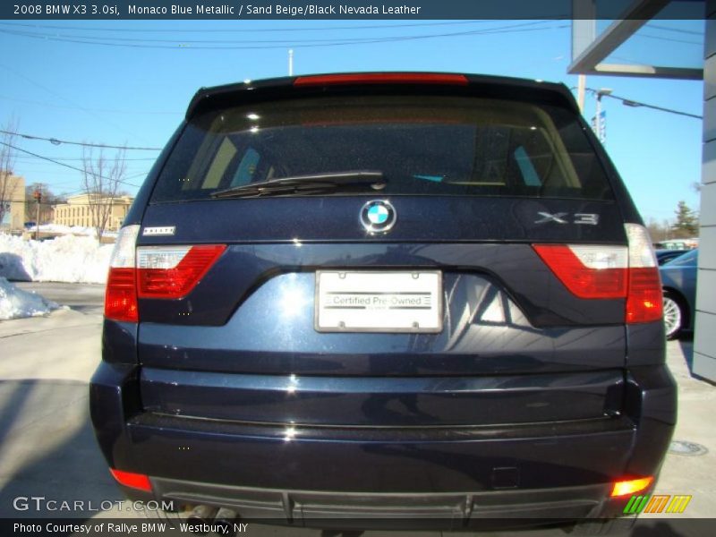 Monaco Blue Metallic / Sand Beige/Black Nevada Leather 2008 BMW X3 3.0si