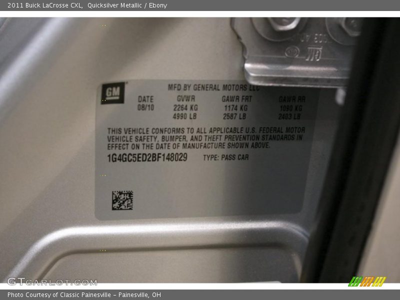 Quicksilver Metallic / Ebony 2011 Buick LaCrosse CXL