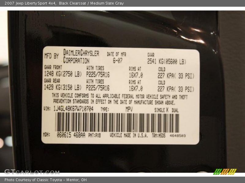 Black Clearcoat / Medium Slate Gray 2007 Jeep Liberty Sport 4x4