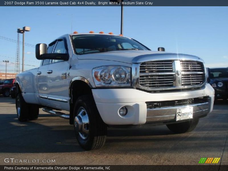 Bright White / Medium Slate Gray 2007 Dodge Ram 3500 Laramie Quad Cab 4x4 Dually